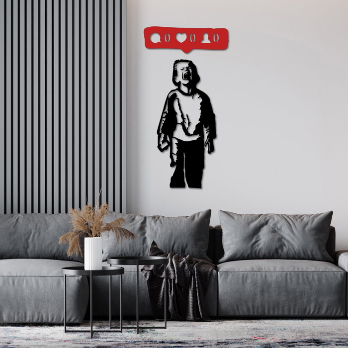 Wallity Banksy Metal 05 Escultura de pared en negro y rojo
